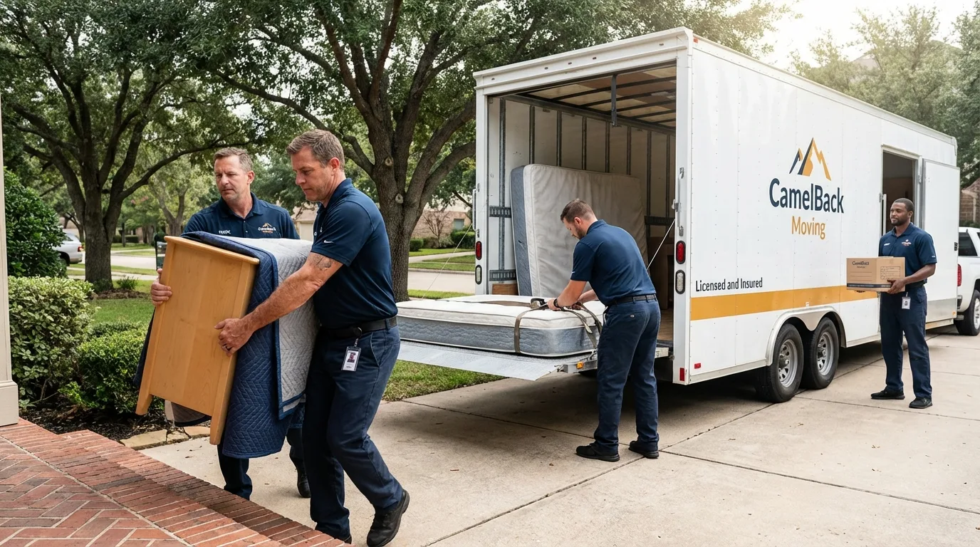 Crew loading residential truck for cross-state move from Metcalfe, MS